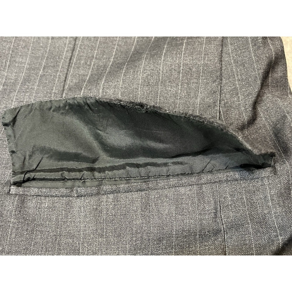 Lauren Ralph Lauren Blazer Mens 42R Gray Pinstripe Wool Suit Jacket Vintage 90s - Picture 15 of 15